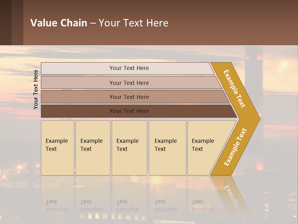 A Power Plant With Red Lights At Sunset PowerPoint Template