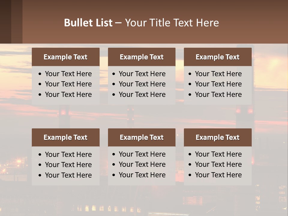 A Power Plant With Red Lights At Sunset PowerPoint Template