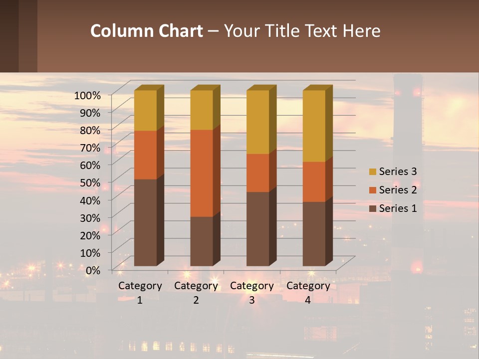 A Power Plant With Red Lights At Sunset PowerPoint Template