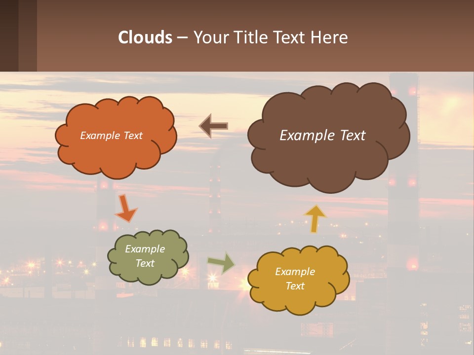 A Power Plant With Red Lights At Sunset PowerPoint Template