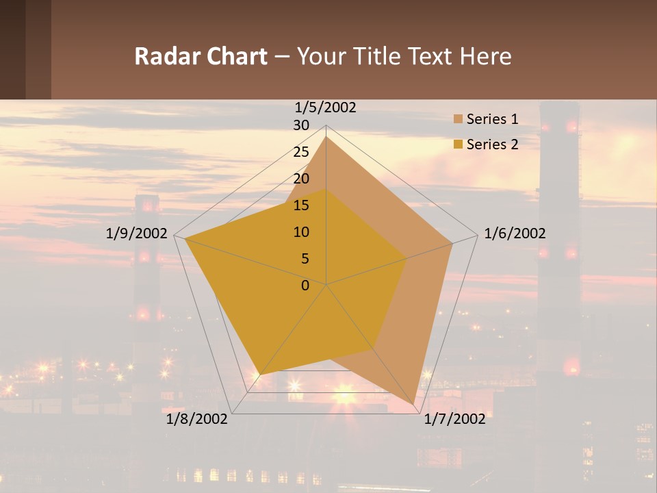 A Power Plant With Red Lights At Sunset PowerPoint Template