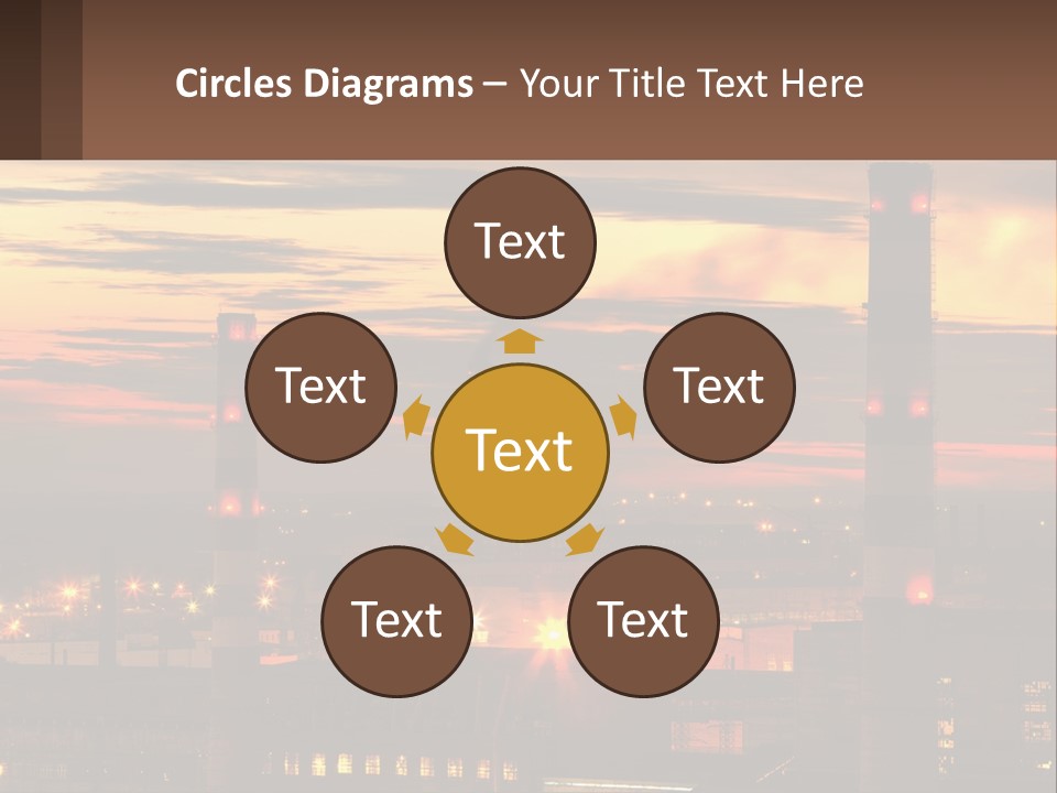 A Power Plant With Red Lights At Sunset PowerPoint Template