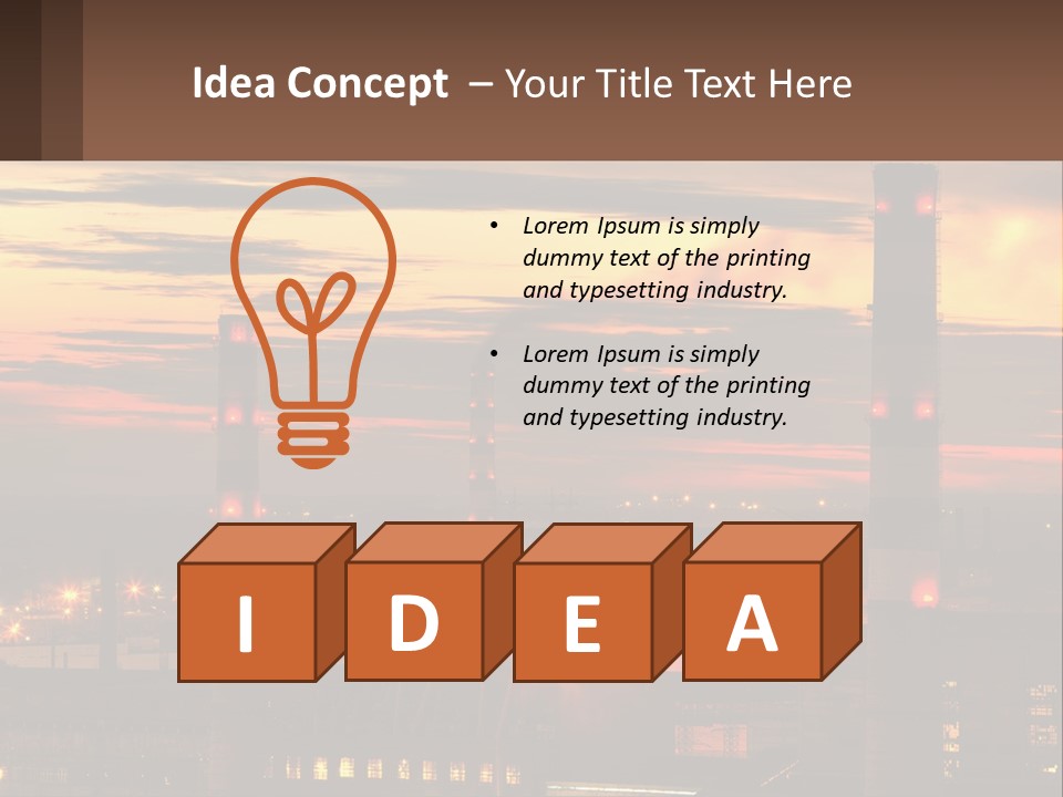 A Power Plant With Red Lights At Sunset PowerPoint Template