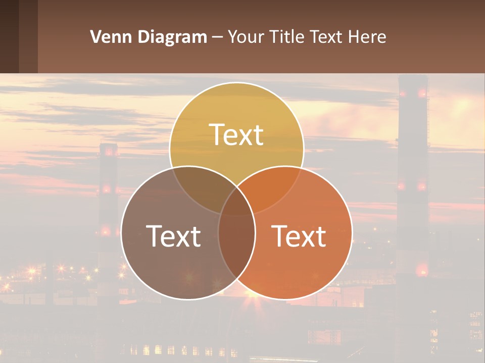 A Power Plant With Red Lights At Sunset PowerPoint Template
