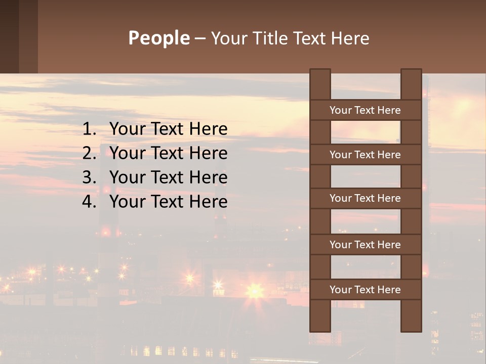 A Power Plant With Red Lights At Sunset PowerPoint Template