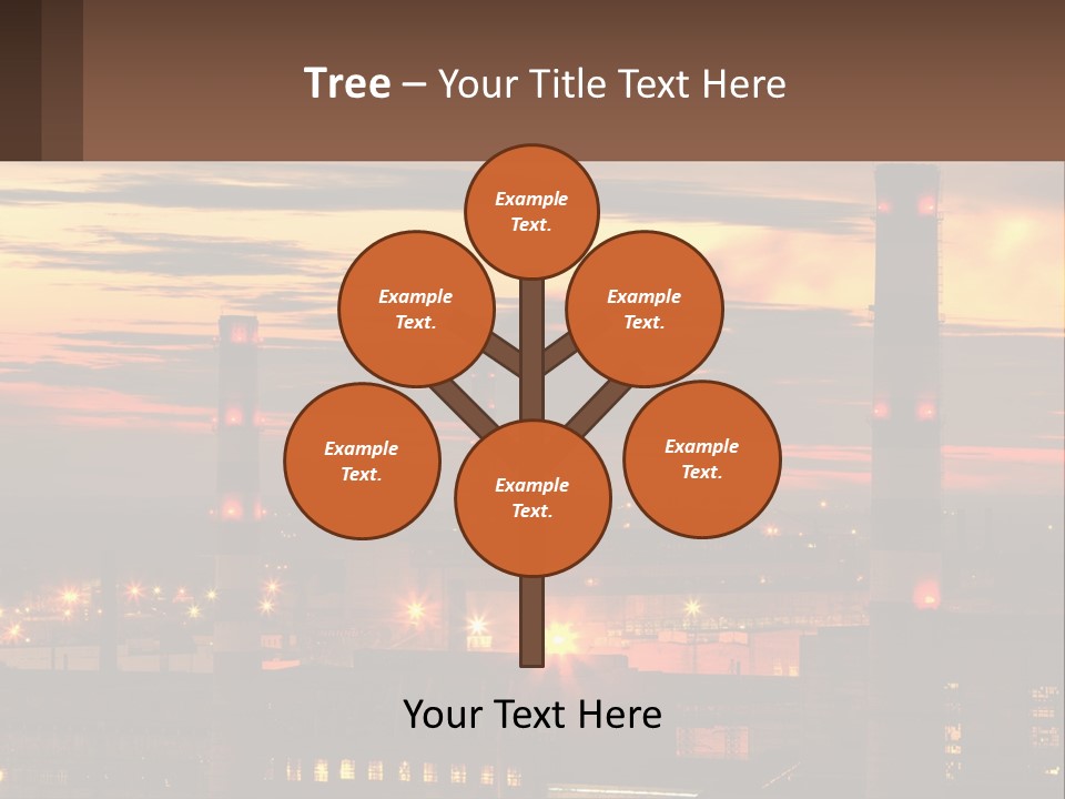 A Power Plant With Red Lights At Sunset PowerPoint Template