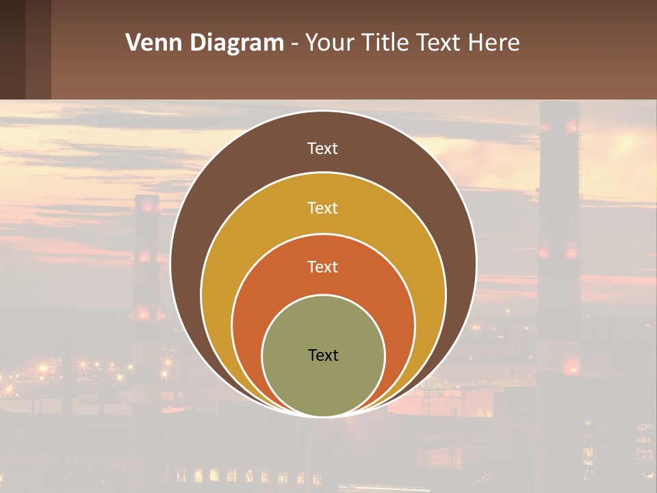 A Power Plant With Red Lights At Sunset PowerPoint Template