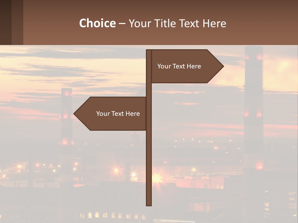 A Power Plant With Red Lights At Sunset PowerPoint Template