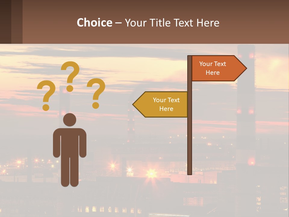 A Power Plant With Red Lights At Sunset PowerPoint Template