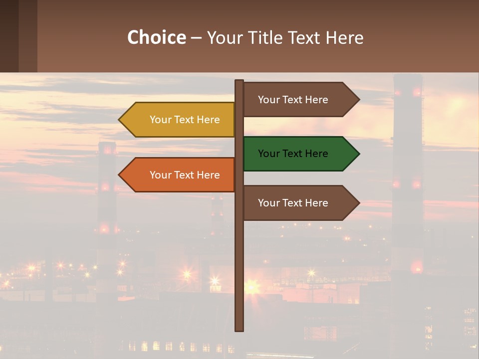 A Power Plant With Red Lights At Sunset PowerPoint Template