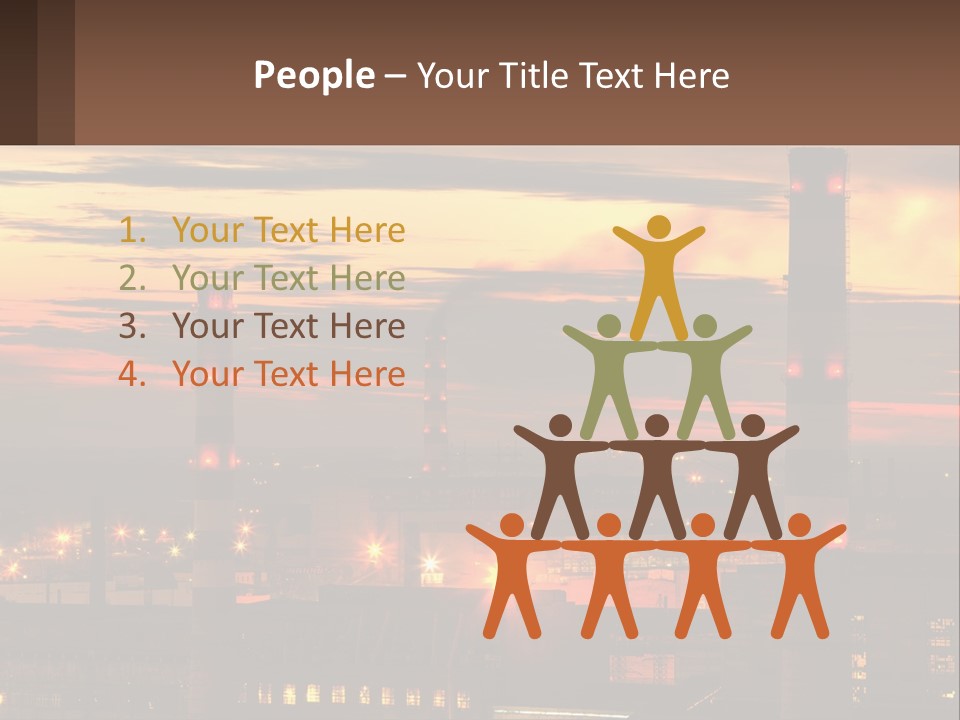 A Power Plant With Red Lights At Sunset PowerPoint Template