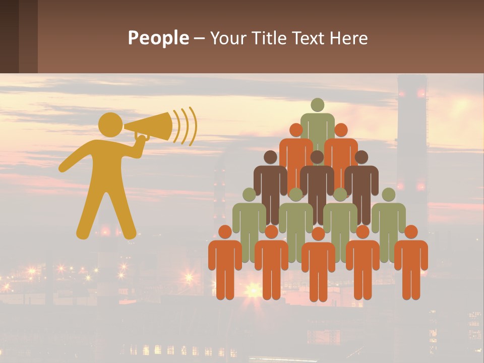 A Power Plant With Red Lights At Sunset PowerPoint Template