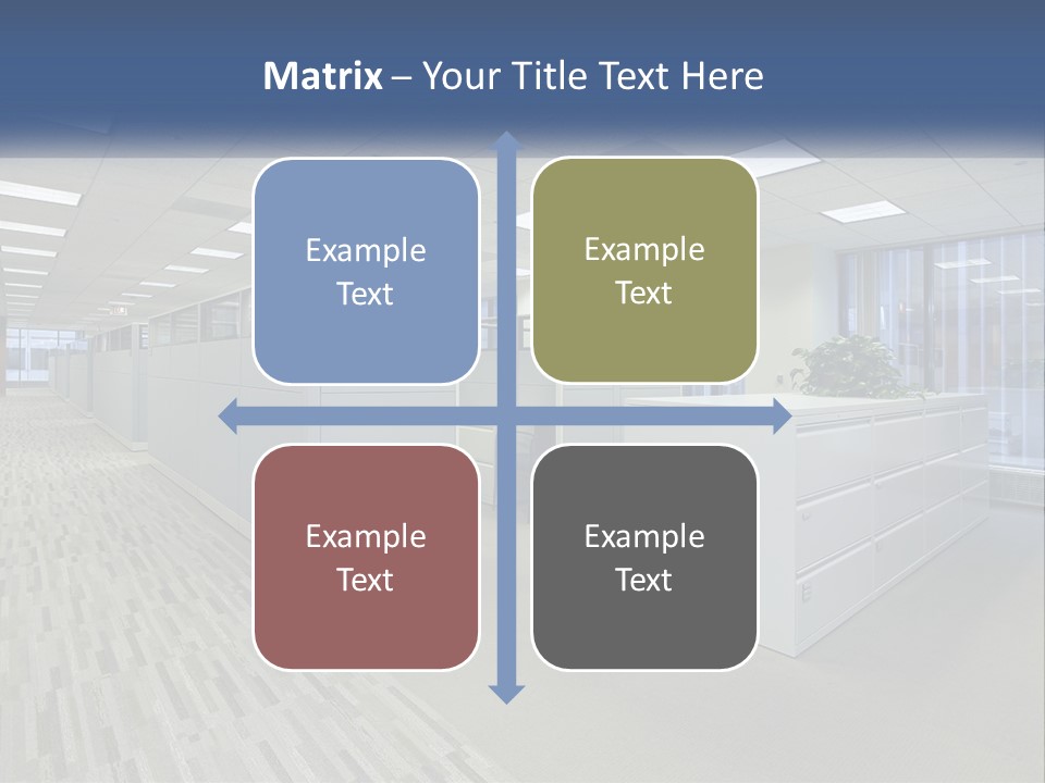 An Empty Office With A Desk And Filing Cabinets PowerPoint Template