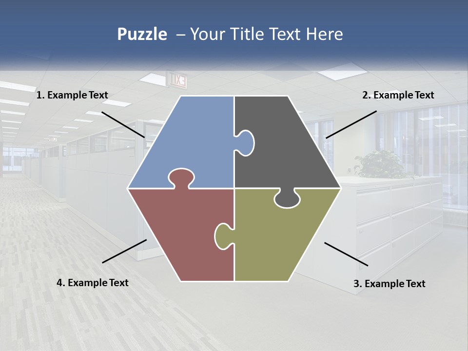 An Empty Office With A Desk And Filing Cabinets PowerPoint Template