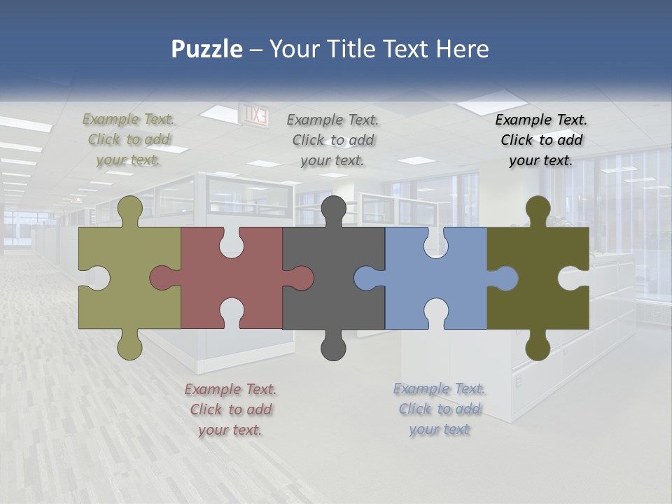 An Empty Office With A Desk And Filing Cabinets PowerPoint Template