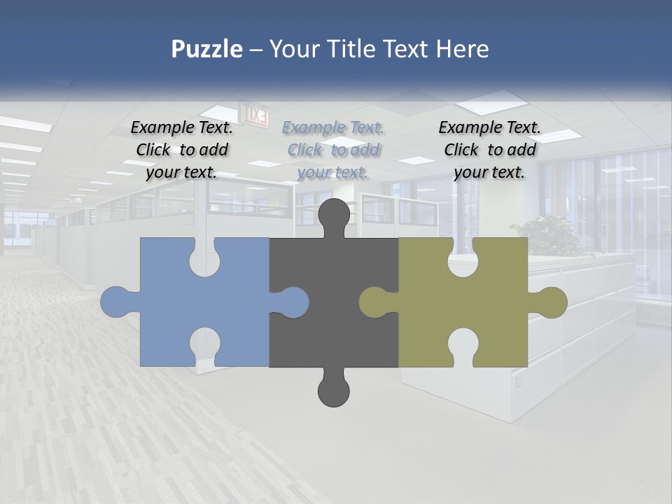 An Empty Office With A Desk And Filing Cabinets PowerPoint Template