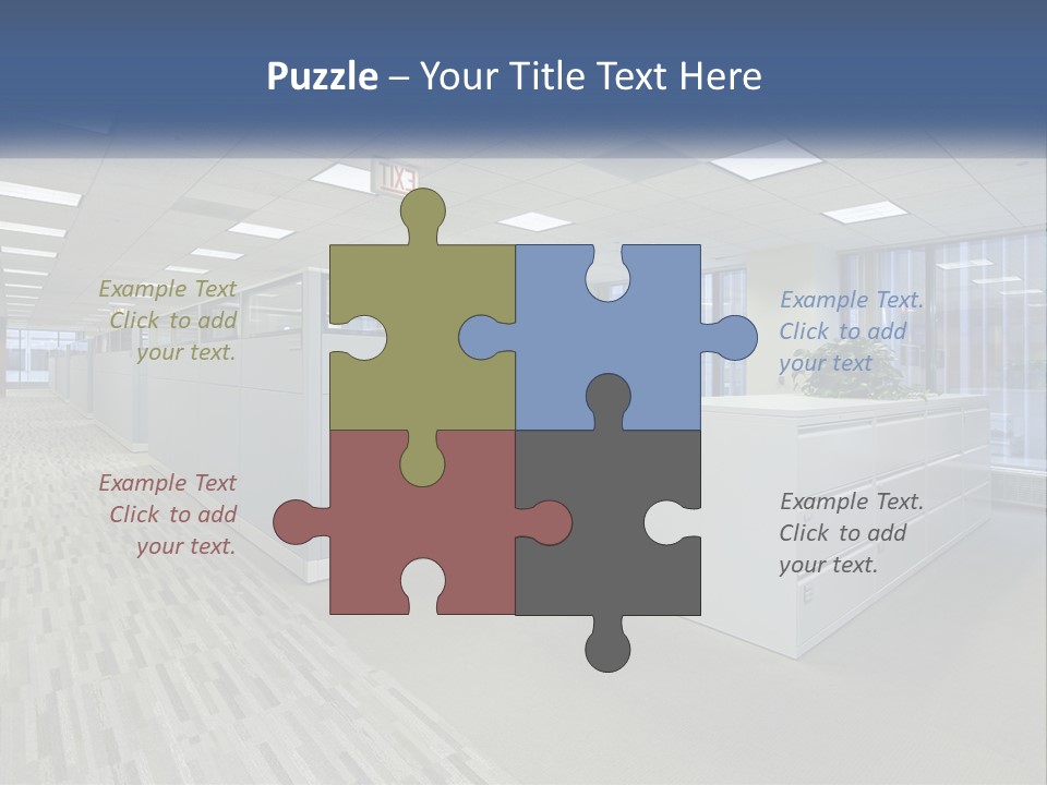 An Empty Office With A Desk And Filing Cabinets PowerPoint Template