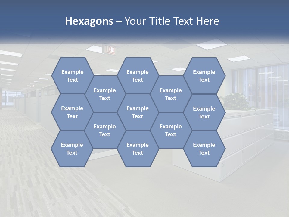 An Empty Office With A Desk And Filing Cabinets PowerPoint Template