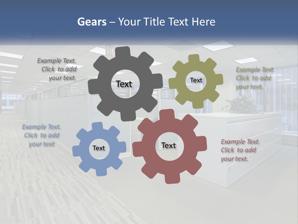 An Empty Office With A Desk And Filing Cabinets PowerPoint Template