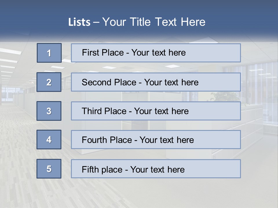 An Empty Office With A Desk And Filing Cabinets PowerPoint Template