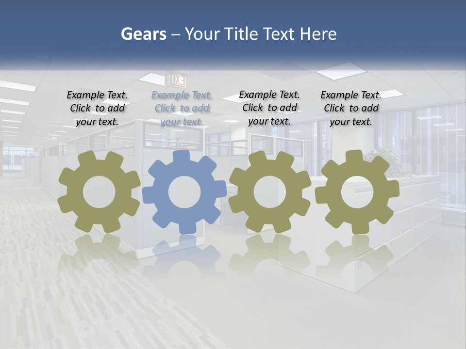 An Empty Office With A Desk And Filing Cabinets PowerPoint Template