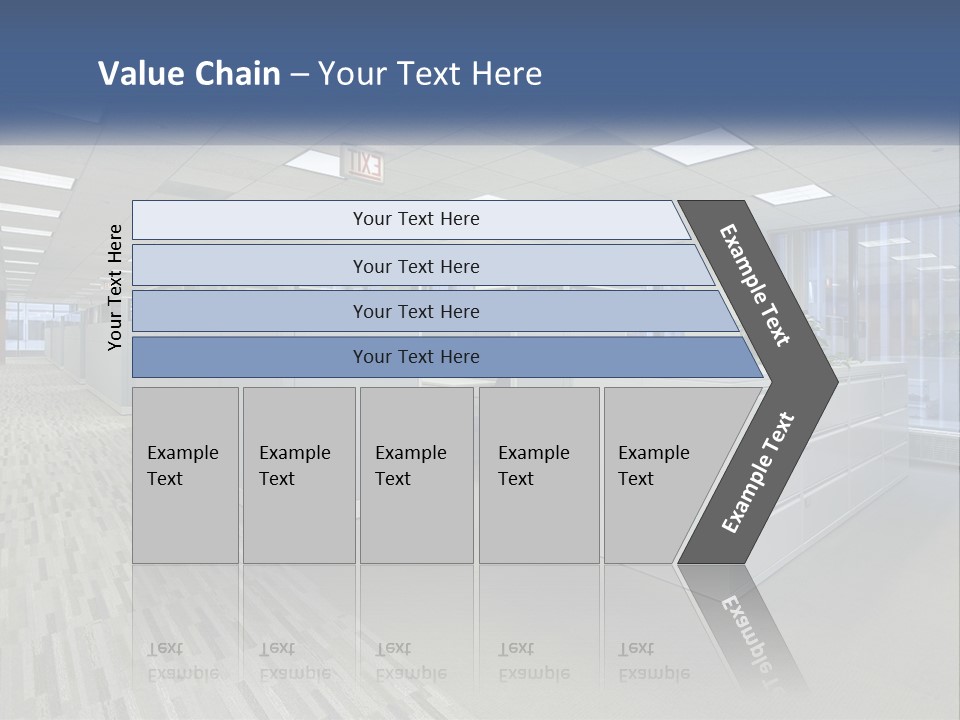 An Empty Office With A Desk And Filing Cabinets PowerPoint Template