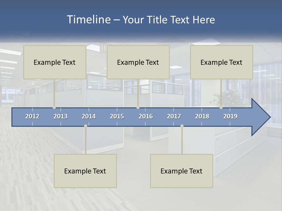 An Empty Office With A Desk And Filing Cabinets PowerPoint Template
