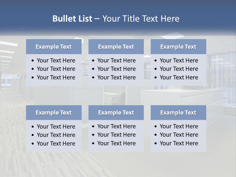 An Empty Office With A Desk And Filing Cabinets PowerPoint Template