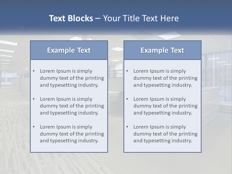 An Empty Office With A Desk And Filing Cabinets PowerPoint Template