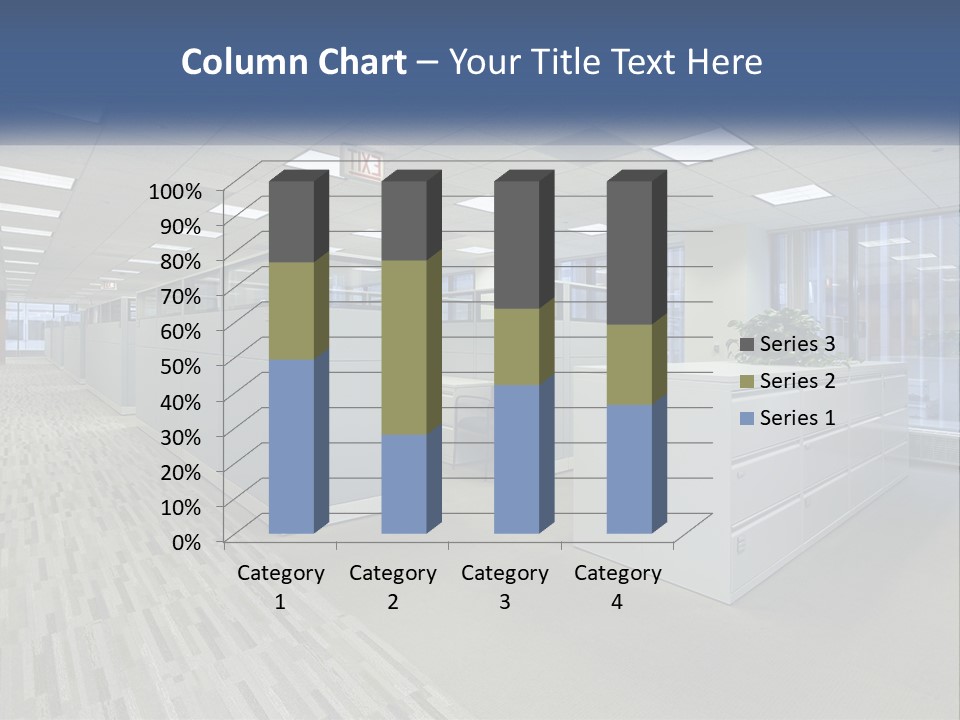 An Empty Office With A Desk And Filing Cabinets PowerPoint Template