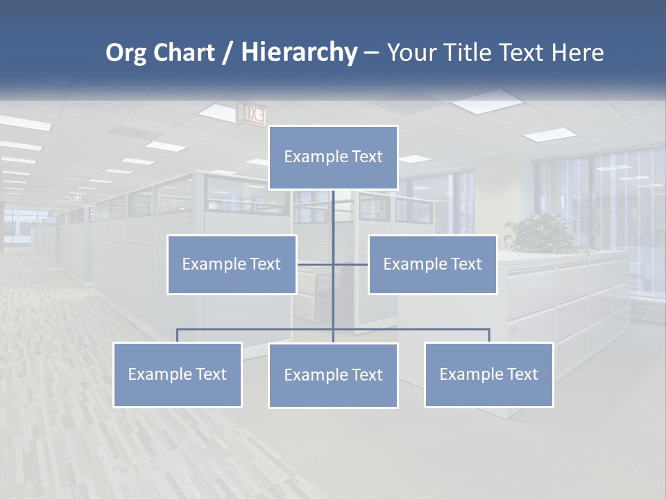An Empty Office With A Desk And Filing Cabinets PowerPoint Template
