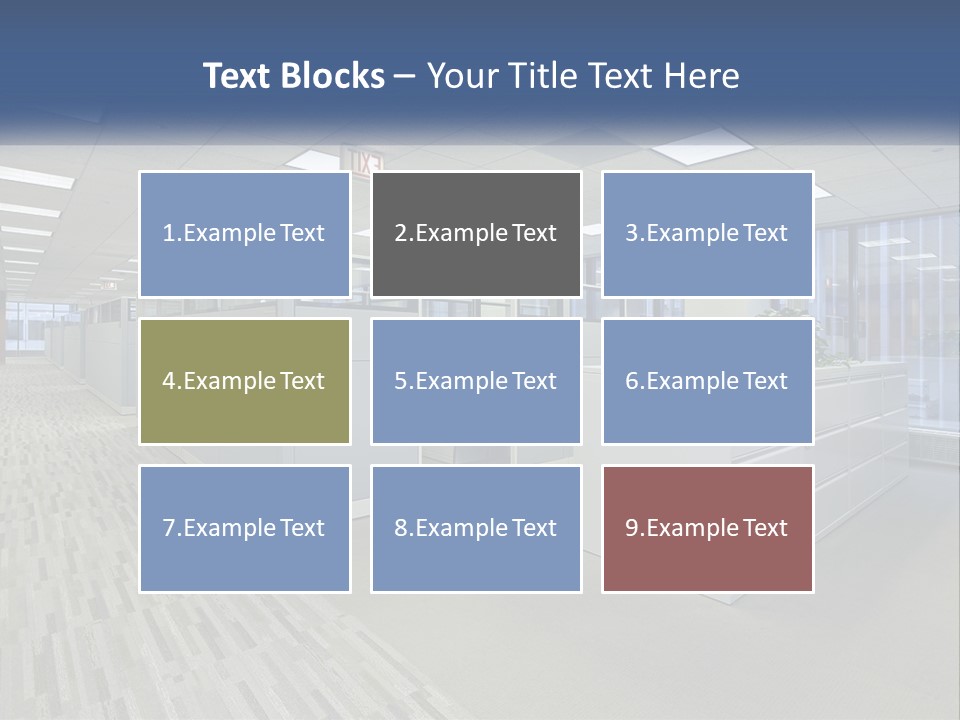 An Empty Office With A Desk And Filing Cabinets PowerPoint Template