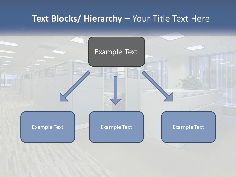 An Empty Office With A Desk And Filing Cabinets PowerPoint Template