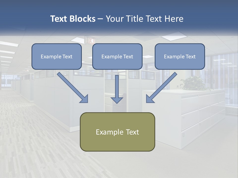 An Empty Office With A Desk And Filing Cabinets PowerPoint Template