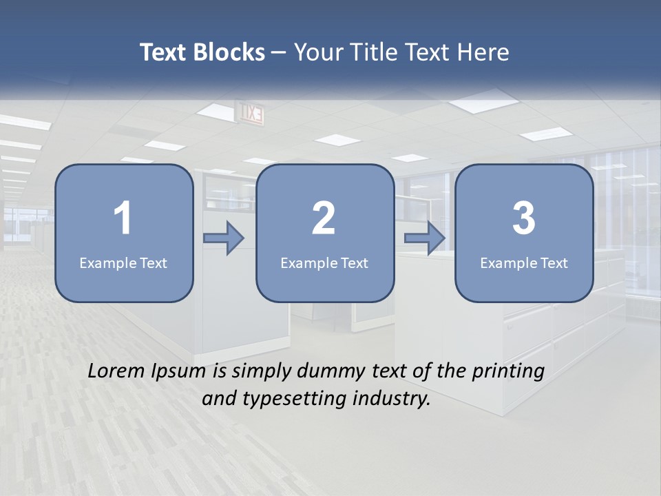 An Empty Office With A Desk And Filing Cabinets PowerPoint Template