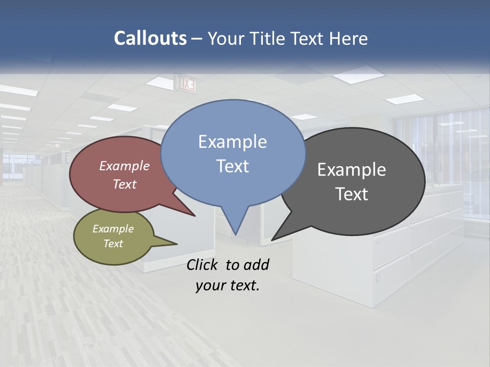 An Empty Office With A Desk And Filing Cabinets PowerPoint Template