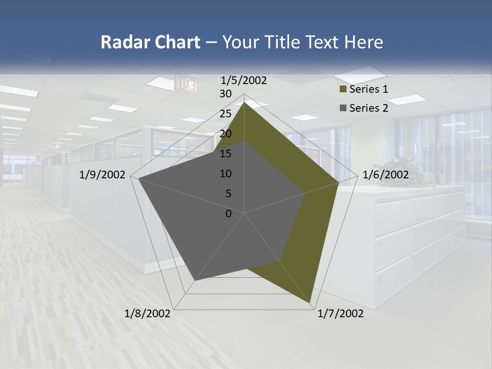 An Empty Office With A Desk And Filing Cabinets PowerPoint Template