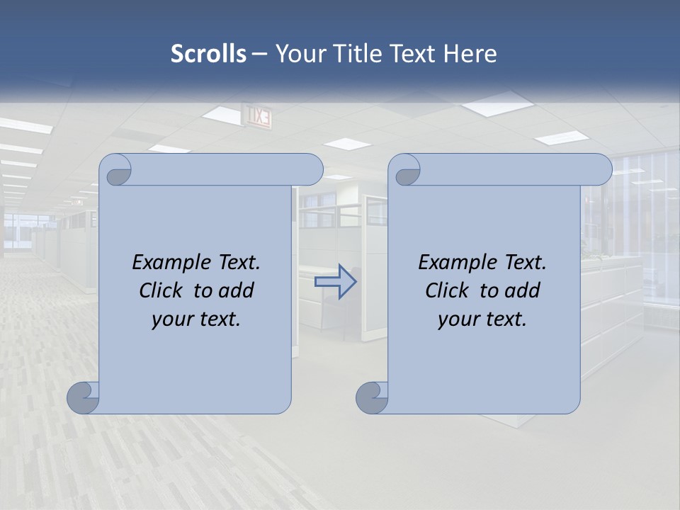 An Empty Office With A Desk And Filing Cabinets PowerPoint Template