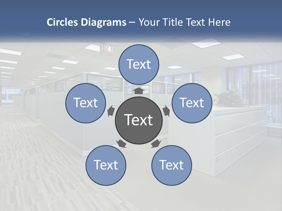 An Empty Office With A Desk And Filing Cabinets PowerPoint Template