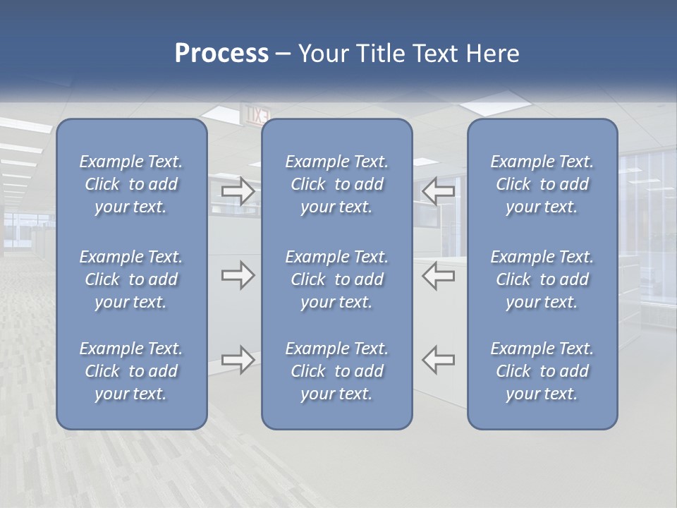 An Empty Office With A Desk And Filing Cabinets PowerPoint Template