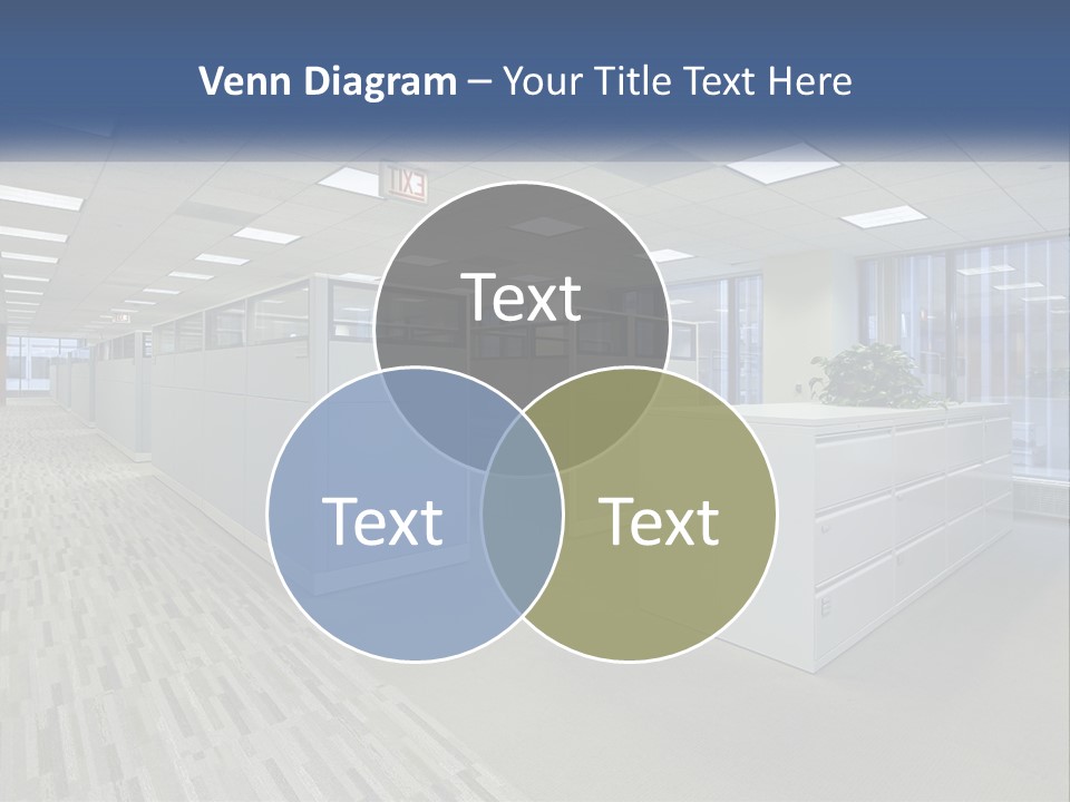 An Empty Office With A Desk And Filing Cabinets PowerPoint Template