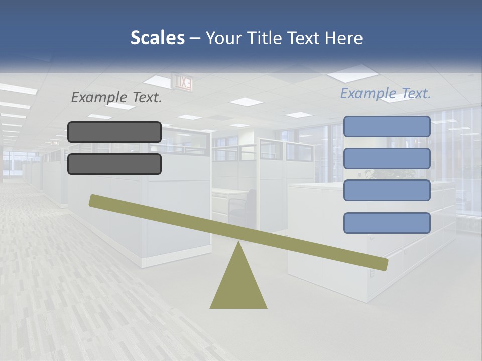 An Empty Office With A Desk And Filing Cabinets PowerPoint Template