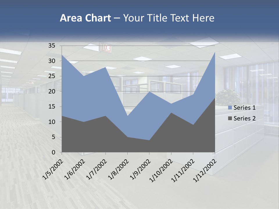 An Empty Office With A Desk And Filing Cabinets PowerPoint Template