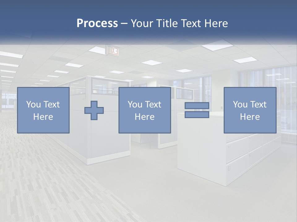 An Empty Office With A Desk And Filing Cabinets PowerPoint Template