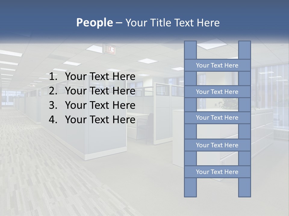 An Empty Office With A Desk And Filing Cabinets PowerPoint Template