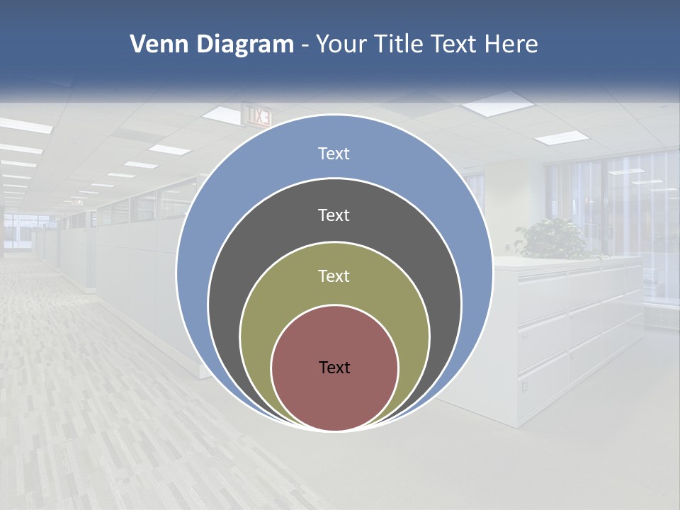 An Empty Office With A Desk And Filing Cabinets PowerPoint Template