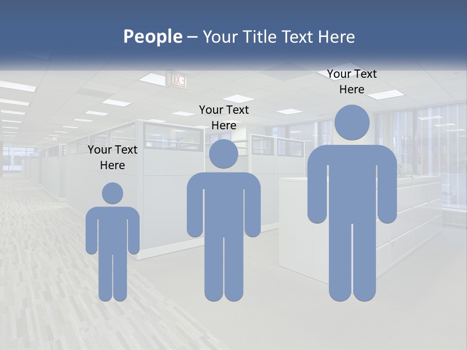 An Empty Office With A Desk And Filing Cabinets PowerPoint Template