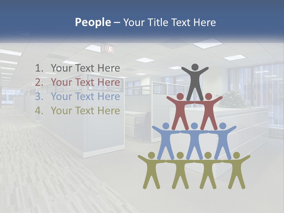 An Empty Office With A Desk And Filing Cabinets PowerPoint Template