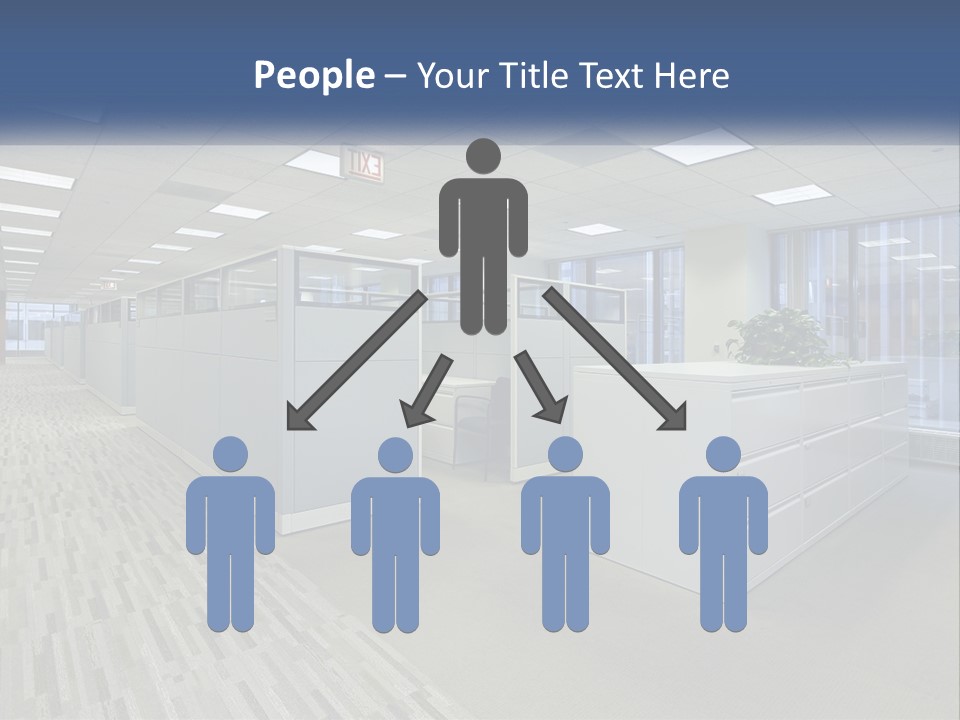 An Empty Office With A Desk And Filing Cabinets PowerPoint Template