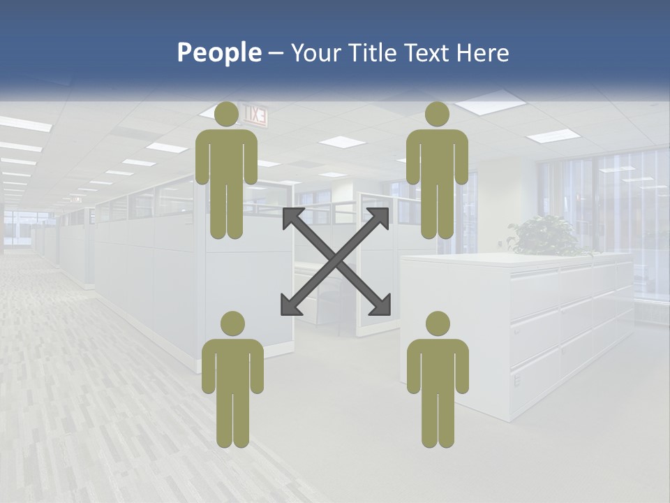 An Empty Office With A Desk And Filing Cabinets PowerPoint Template